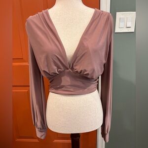 21 Saints Cropped Long Sleeve Beige Blouse